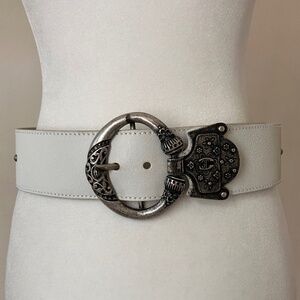 NEW CAVALLI WHITE WIDE LEATHER BELT